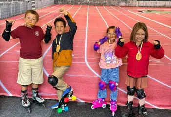 Kindjes voor atletiekpiste